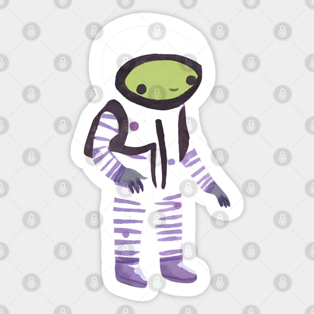 Cute Watercolor Alien Astronaut Sticker by FarmOfCuties